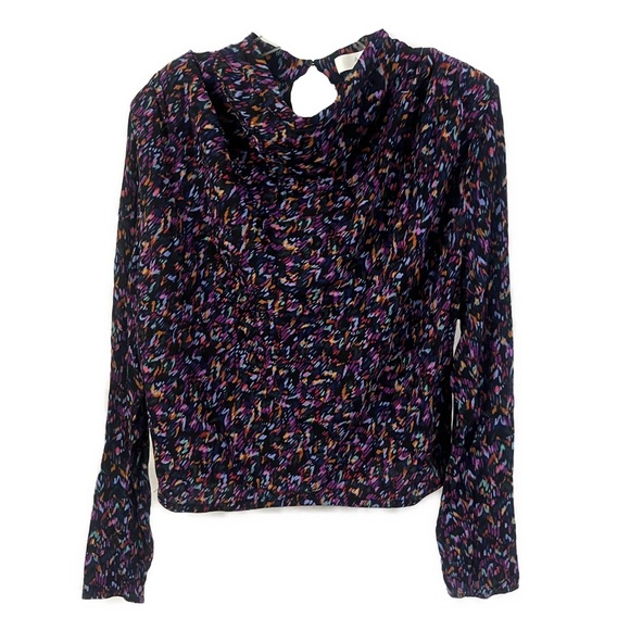 ASTR the Label Women's Katniss Long Sleeve Multicolor Printed Blouse- Size M - Picture 3 of 8